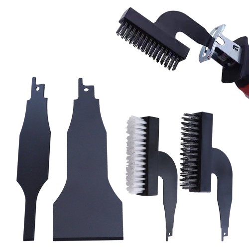 4pcs Reciprocating Saw Spatula Brush Set, Multifunctional Rust Removing Brush Shovel Set Nylon Wire Alloy Steel Abrasive Brushe