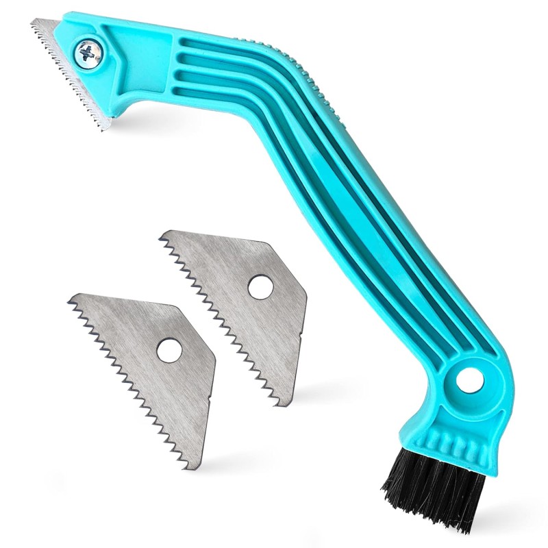 Grout Removal Tool - Caulk Remover Tool for Tiles, Tile Grout Scraper Saw, Grout Saw, Scrubber Brush(2 Extra Blades)