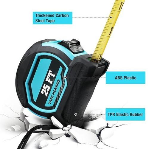 Magnetic Tape Measure 25FT with Fractions 1/8, Retractable Measuring Tape, Easy to Read Both Side Measurement Tape